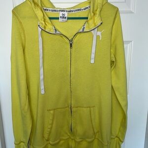 PINK Victoria's Secret Yellow Zip-Up Jacket Boyfriend Style/ Longer fit